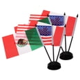 thumbnail image 5 of Juego de 2 banderas de mesa en miniatura de EE. UU., Canadá y México: decoración de escritorio, pancarta de oficina con soporte de plástico negro para reuniones y eventos internacionales., 5 of 5