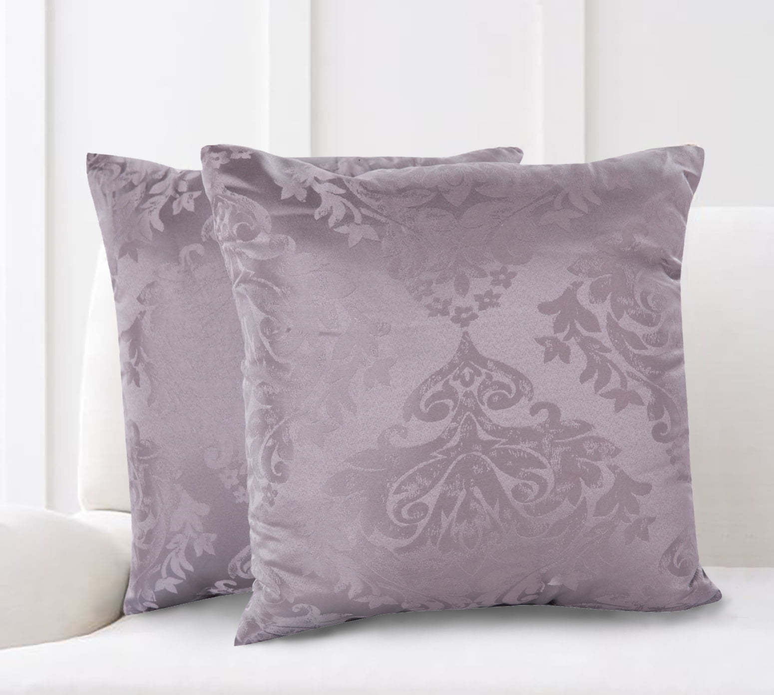 Mainstays Damask Jacquard Decorative Throw Pillow Set, 2pk, Grey