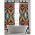thumbnail image 5 of Aztec Tribe Sheer Curtains 96 Inches Long 2 Panels Blue Rhombus Geometric Pattern Orange Background Light Filtering Semi Sheer Window Curtains Drapes for Bedroom Living Room 52"x96", 5 of 7
