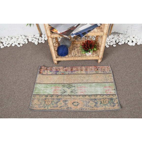 Home Decor Rug, Vintage Rug, Turkish Rug, 1.5x2.5 ft Small Rug, Oushak Rug