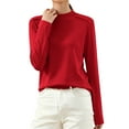 thumbnail image 4 of Womens Mock Neck Tops Soft Cotton Pullover Sweater Solid Color Casual Fall Winter Base Layer Blouses (XL, Red), 4 of 4