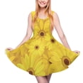 thumbnail image 3 of 2024 Sunflower Print Dress High Waist Yellow Gerbera Flowers Casual Dresses Spring Ladies Oversize Trendy Design Skate Dress, 3 of 7
