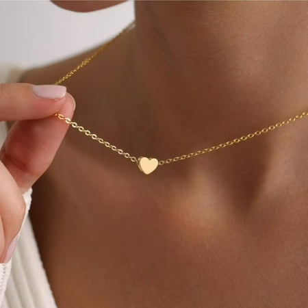 Turandoss Birthday Gifts for Women Girls Dainty Gold Plated Tiny Heart Pendant Choker Necklace Cute Jewelry Teacher Appreciation Mothers Day Graduation Gifts for Her Mom Kids Teen Girls Wife Ideas