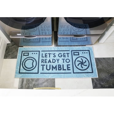 Soft Woven 24x56 Laundry Room Rug 85% Cotton Funny Non Skid Laundry Mats Machine Washable Runner Lets Get Ready to Tumble