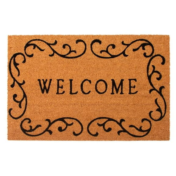 Calloway Mills 120361729 17 x 29 in. Welcome Curlicue Rectangular Doormat, Natural & Black