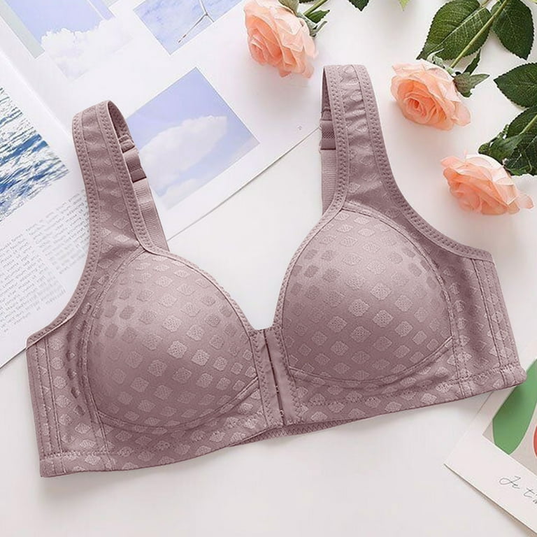 YWDJ Bras for Women Push Up No Underwire Plus Size Front Closure Front Clip  Zip Front Front Snap Front Hook Front Close Everyday for Elderly for  Sagging Breasts Soild Wire Free Watermelon