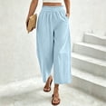 thumbnail image 2 of Sevevn Women's Cropped Casual Wide Leg Palazzo Pants Elastic Waisted Flowy Trousers with Pockets, 2 of 8