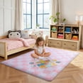 thumbnail image 2 of ZENELESS Checkered Fluffy Area Rugs for Living Room,4x6 White and Pink Soft Plush Carpet for Bedroom Bedside Kids Teen Dorm Nursery Home Decor, 2 of 7