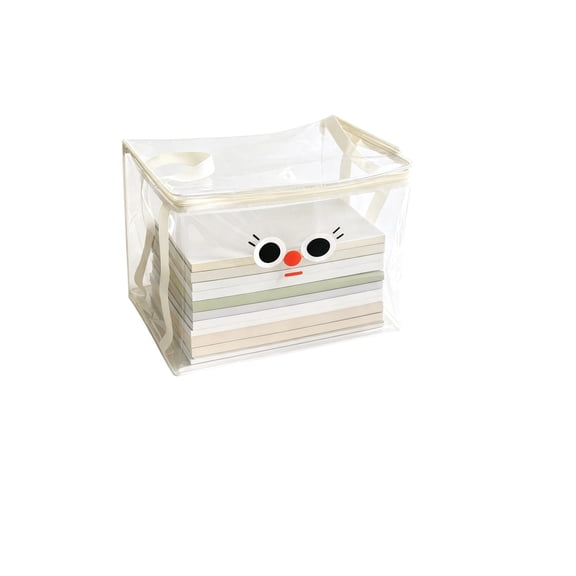 Clear Storage Bag Large Capacity PVC Organizer, Transparent Document Paper Book Storage with Handles, Quick Identify Contents, Zipper Closure Stackable, Home Office Cabinet Shelf