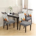 thumbnail image 4 of Halloween Chair Covers Set of 6, Fall Pumpkin Black/White Buffalo Plaid Chairs Slipcover for Dining Room, Removable Washable Breathable Cover in The Kitchen Restaurant Holiday Decor, 4 of 7