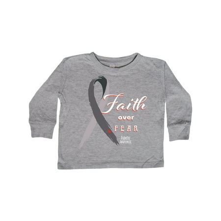 

Inktastic Faith Over Fear Diabetes Awareness with Ribbon Gift Toddler Boy or Toddler Girl Long Sleeve T-Shirt