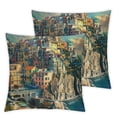 thumbnail image 2 of Acheng Italy Amalfi Coast City Throw Pillow Cover Seascape House Mountain Ocean Beach Folk Boat Sunny Trees Scenery Pillow Case Decorative Men Women Room Cushion Cover for Home,2 Pcs White, 2 of 6