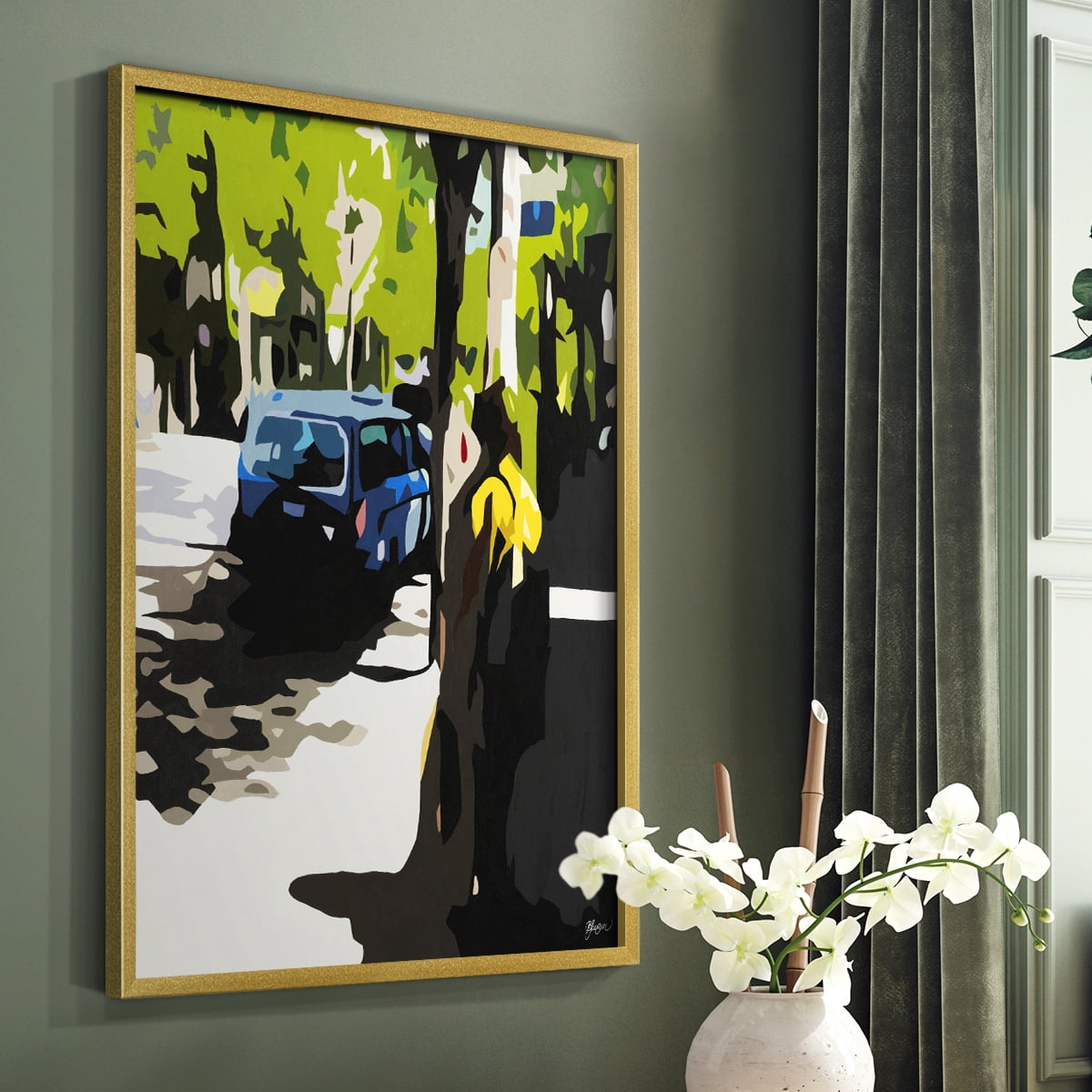 A Volvo in Ballard in Paper Solid Wood 16 x 20 Framed Print