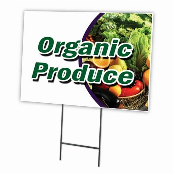 ORGANIC PRODUCE 12"x16" Yard Sign & Stake | Advertise Your Business | Stake Included Image On Front Only | Made in The USA