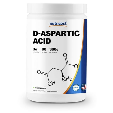 Nutricost D-Aspartic Acid (DAA) Powder 300G (Green Apple) -Gluten Free, Non-GMO, & Made in the