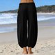 thumbnail image 5 of TaTaai Women's Solid Color Loose Fit Elastic Waist Beam Foot Long Pants Comfortable Casual Trousers with Convenient Side Pockets Versatile Daily Sports and Lounge Pants Gift, 5 of 6