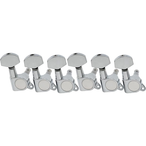Pro 6 inline Sealed Guitar Tuners Tuning Pegs Keys Machines Heads for Fender Stratocaster Strat or Telecaster Tele Style Electric Guitar,Small Button Chrome