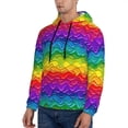 thumbnail image 3 of Pofeuu Bright Rainbow Print Mens Casual Hooded Collar Drawstring Hoodies Pullover Sweatshirts Casual Long Sleeve Shirts-3X-Large, 3 of 7