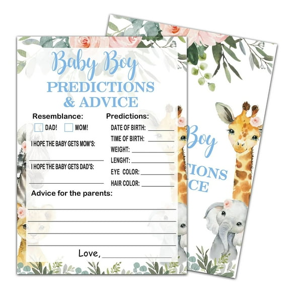 Jungle Adventure Baby Shower Game Set - 30 Guessing Cards for New Parents, Fun Predictions and Advice Keepsake for Baby Boy Celebrations and Memorable Moments
