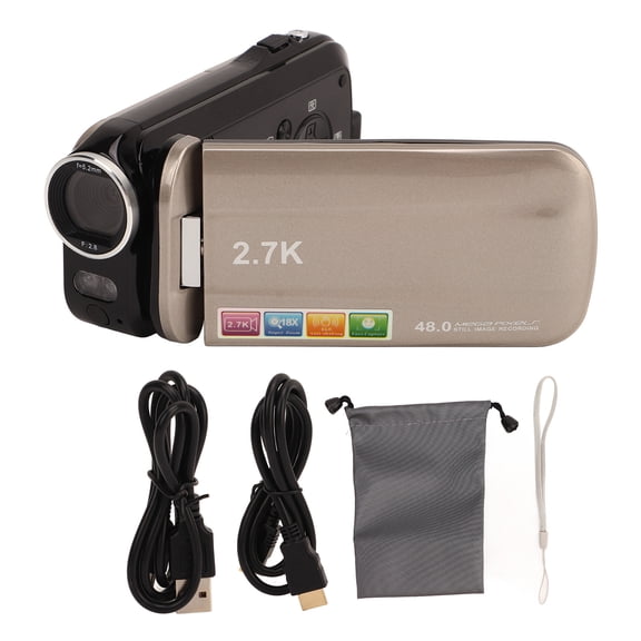 2.7K Video Camera Camcorder 48MP 18X Zoom 3 Inch 180 Degree Rotating Screen Night Vision Digital Camera Recorder with Remote for Travel Vlogging