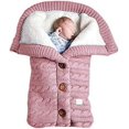 thumbnail image 1 of saco de dormir rosa fuerte para bebé, saco de dormir de invierno para niño, saco de dormir de punto para cochecito, manta de lana tejida para recién nacido, 1 of 5