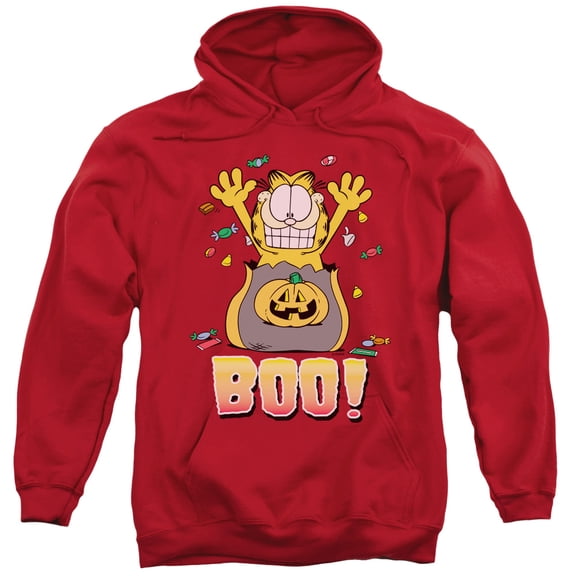 Garfield Boo! Adult Pullover Hoodie Sweatshirt Red