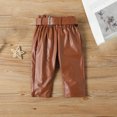 thumbnail image 5 of BLVB Toddler Baby Girl Fall Winter Outfits 2PCS Puff Sleeve Ribbed Sweater Tops Belted Leather Pant Trendy Clothes, 5 of 5