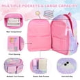 thumbnail image 4 of DAKIMOE School Backpack Starry Rainbow Bookbag Cute Large Capacity Backpack Multifunction Fashion Casual Laptop Travel Daypacks Kawaii Bag For Teens Students, Purple, 17 inch, 4 of 8