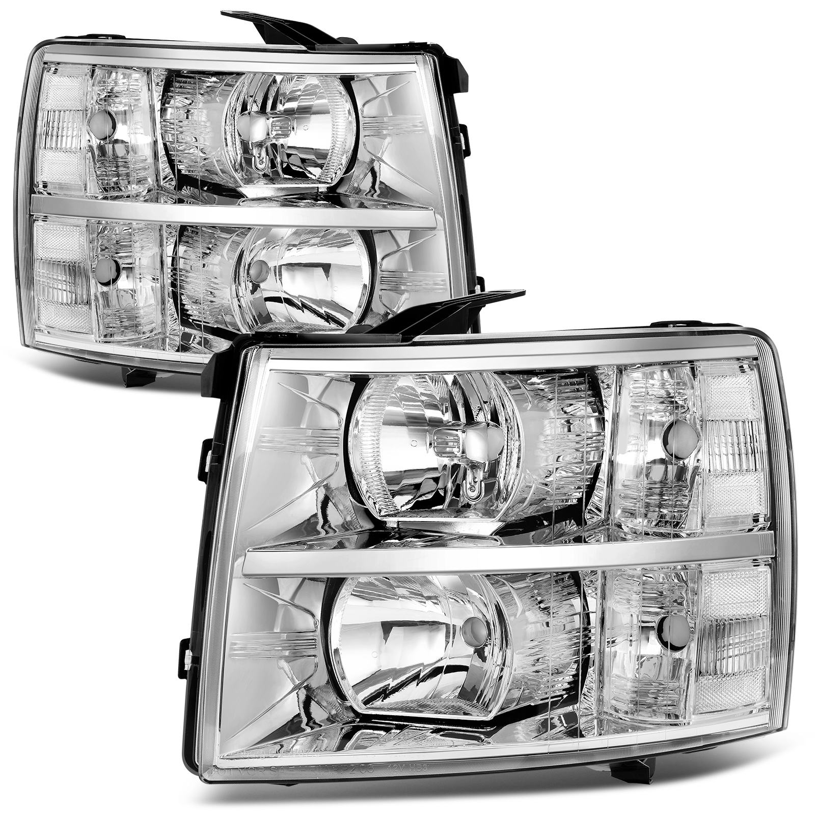 RVNI Fit For 07-13 Chevy Silverado 1500 2500 3500 Clear Corner Headlights Replacement