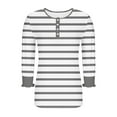thumbnail image 6 of ShiShine Women's Striped Tunic Top Casual Button Down T Shirts Round Neck 3/4 Length Sleeve Fashion Outfits, 6 of 7