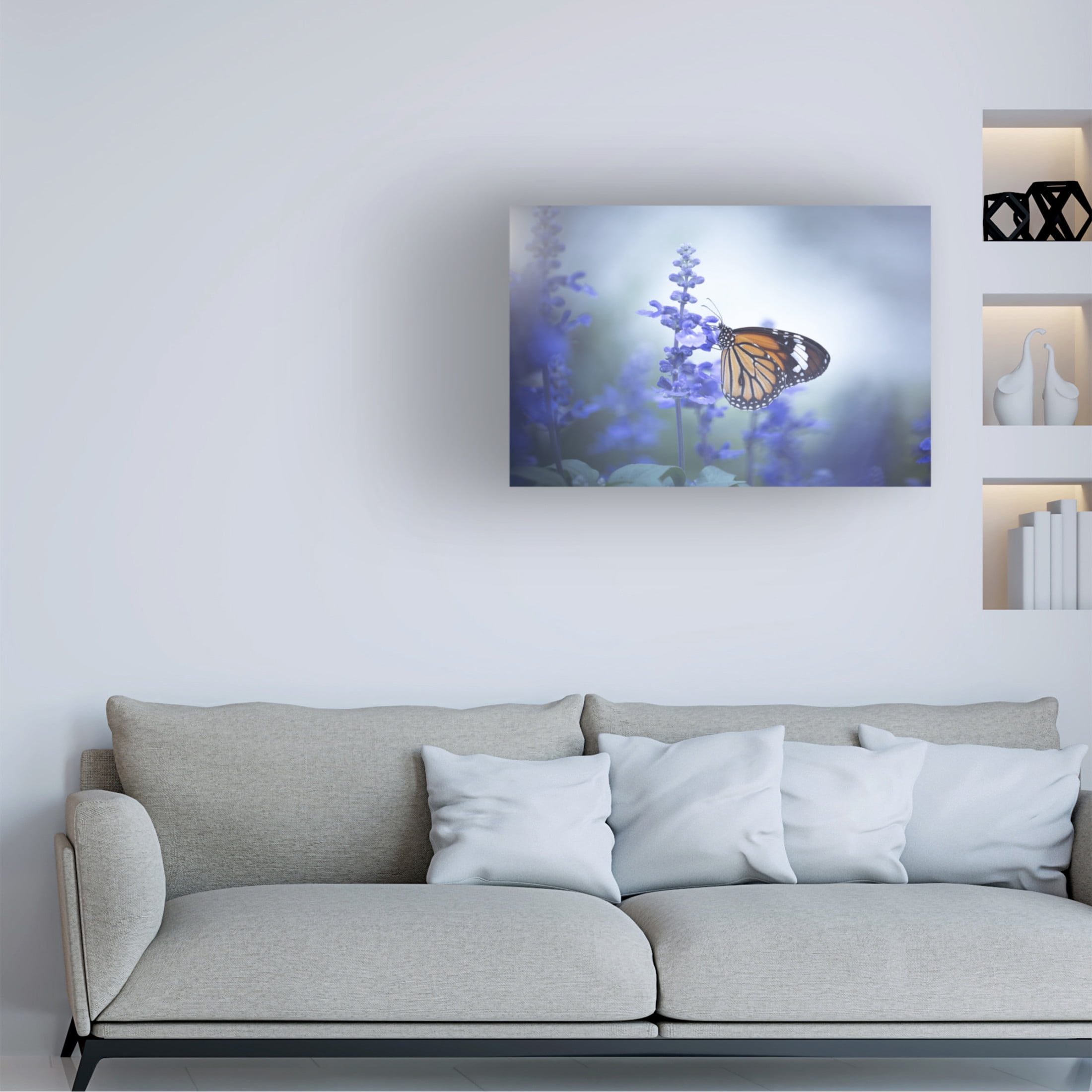 Canvas Wall Art - Wang Li 'Butterfly' Wall Art for Living Room, Bedroom, or Office Décor by Trademark Fine Art - 47 x 30 Inches