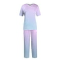 thumbnail image 2 of Minjewel Women's Gradient Color Short Sleeve Two-Piece Scrubs for Women Set, Comfortable Workout Sets for Women & Loungewear for Caregivers & Home Health,Light Purple XL, 2 of 7