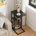 thumbnail image 6 of C Shaped End Table with Charging Station, Side Table for Couch, Small Side End Table for Small Spaces, 28" High Slide Under Sofa Table for Coffee, Tv Tray Table for Living Room, Rustic Brown, 6 of 16