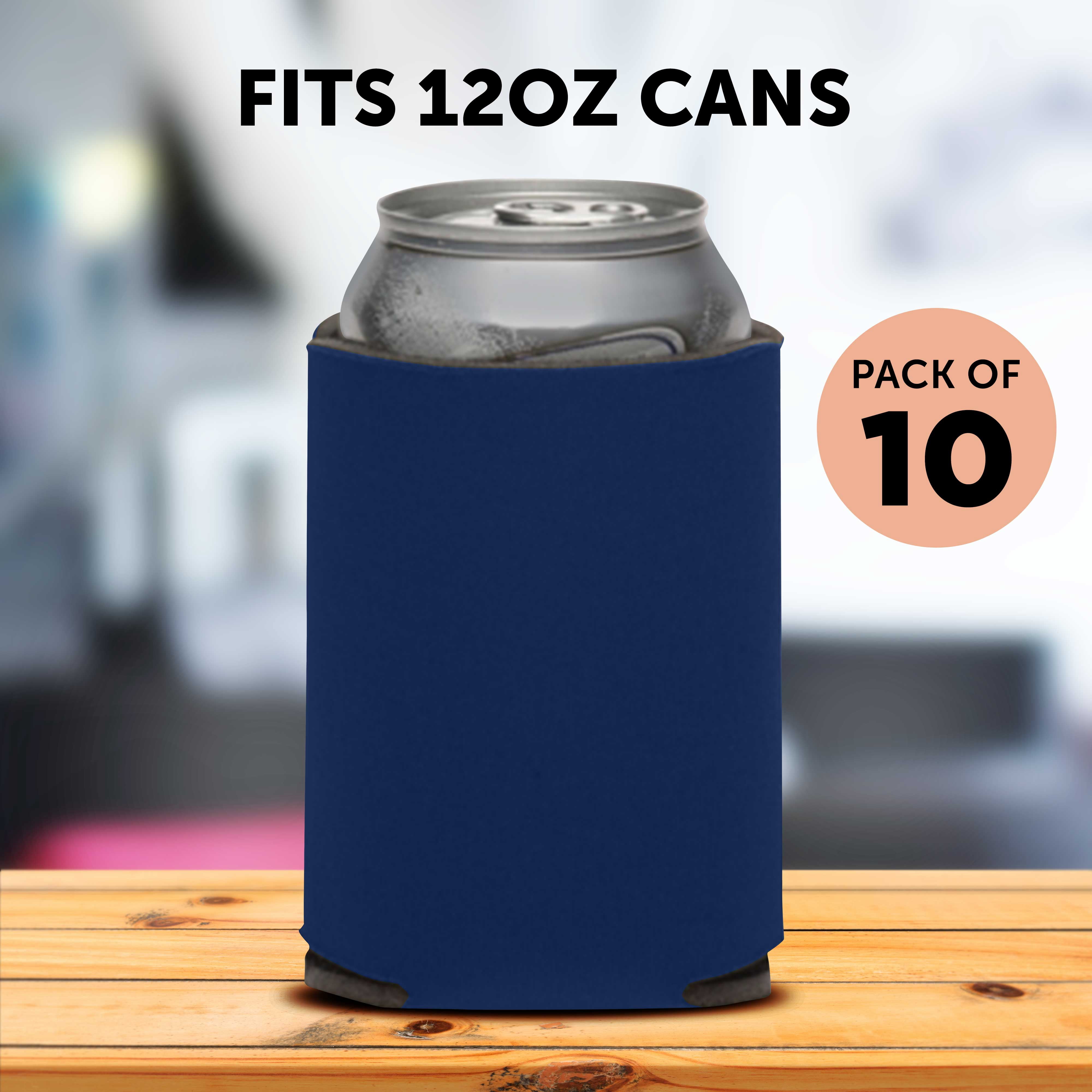 Collapsible Couple Wedding Can Coolers Set of 10, Bulk Pack - Keeps Your Drink Cooler, Great for Beer, Soda, Other Beverages - Navy Blue
