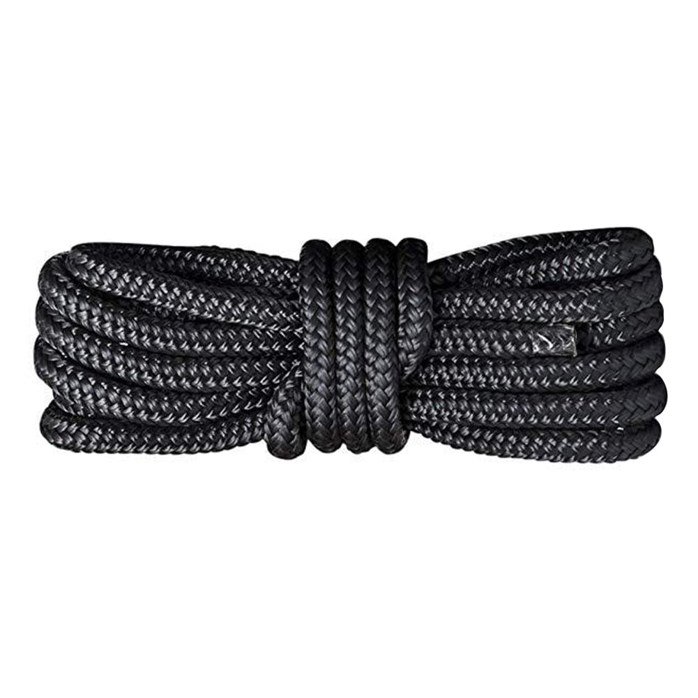 2 Pack 1/2 Inch 35FT Double Braid Nylon Dock Line Mooring Rope Anchor Line Black