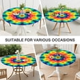 thumbnail image 7 of Colorful Rainbow Tie Dye Spiral Pattern Round Fitted Tablecloth with Elastic Edge,Dining Table Cover Waterproof,Outdoor Round Tablecloth for Camping,Dining,Indoor and Outdoor, 7 of 7
