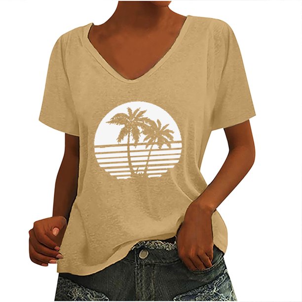 Camiseta sin mangas con cuello en V y estampado informal elegante para mujer OAVQHLG3B Store lin121212