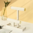 thumbnail image 6 of Coward Jewelry Holder Stand,2 Tier Necklace Bracelet Organizer with Tray,Jewelry Displays for Selling Bangles Scrunchie Hair ties Watches and Chains,Beige Velvet., 6 of 7