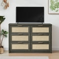 thumbnail image 4 of OAKHAM Commode 6 Tiroirs, Grand Commode en Rotin pour Chambre à Coucher Salon, Chêne Minuit, 4 of 8