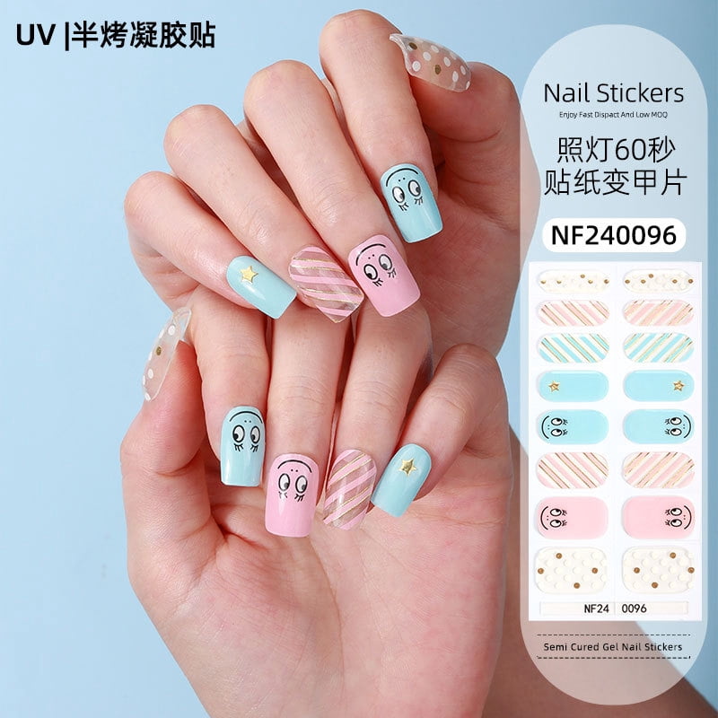 Gel nail stickers UV second generation semi-baked semi-cured nail stickers-NF240096