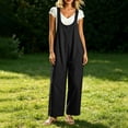 thumbnail image 7 of Drses‌‌ Women's Lightweight Cotton Linen Jumpsuit Romper Overalls, Adjustable Strap Baggy Wide Leg One Piece Outfit with Back Zipper Pockets, 7 of 7