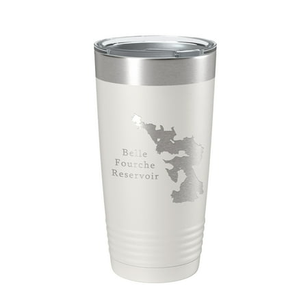 

Belle Fourche Reservoir Tumbler Lake Map Travel Mug Insulated Laser Engraved Coffee Cup South Dakota 20 oz White