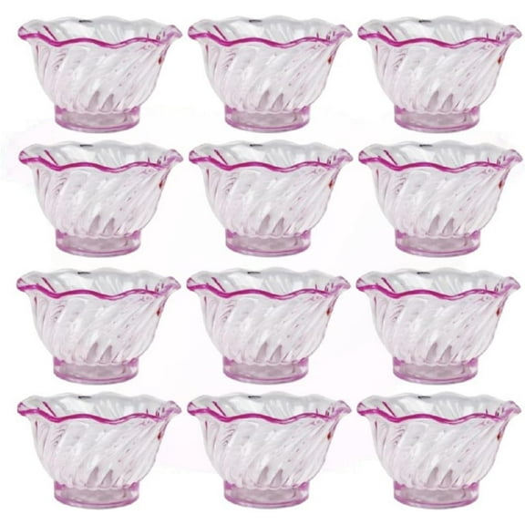 TrueCraftware- Set of 12 Dessert Dish Cups 5 oz. Purple Color- Small Plastic Dessert Cups Reusable Serving Bowl for Tasting Party Desserts Appetizers Ice Cream Sundae Bowls for Kids