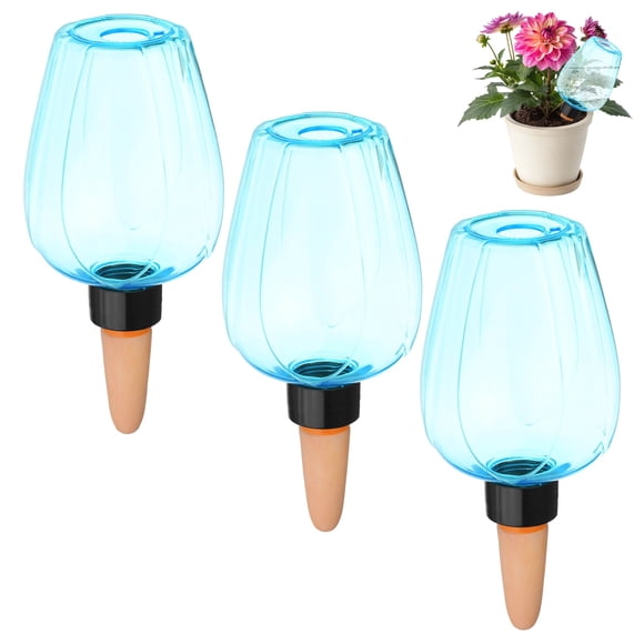 Uxcell 3-Pack Plant Self Watering Globes, 5.1 oz Rose Water Bulbs for Indoor Plants, Self Watering Spikes [Blue]
