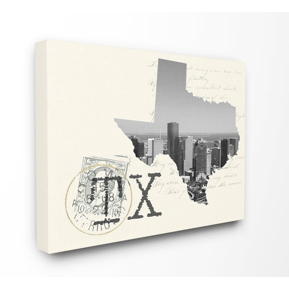 Texas Black and White Photograph on Cream Paper Postcard Canvas Wall Art