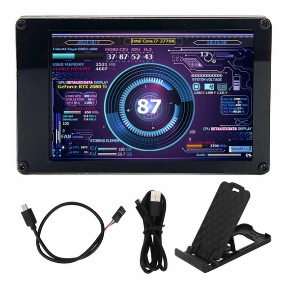 Computer Temp Monitor, PC Sensor Panel Display Horizontal Vertical Switching DIY Theme 3.5inch IPS For