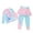 Light Pink1, variant on Girls 2-Piece Swimsuit Cute Cartoon Print Sun Bathing Long Sleeve Dress Ruffle Pants for Kids