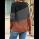 thumbnail image 4 of Blusas de Bloque de Color para Mujer, Estilo Túnica Informal de Larga con Cuello Redondo, Tipo Jersey. Negro Marrón XXL, 4 of 8