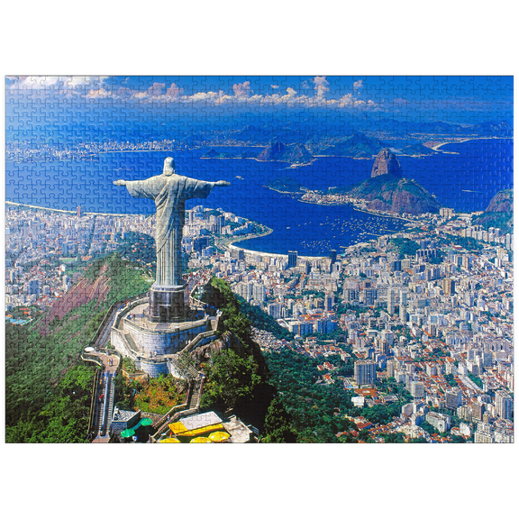 MyPuzzle - View Of Corcovado With Christ Statue And Sugarloaf Mountain (404m), Rio De Janeiro, Brazil - Premium 1000 Piece Jigsaw Puzzle for Adults