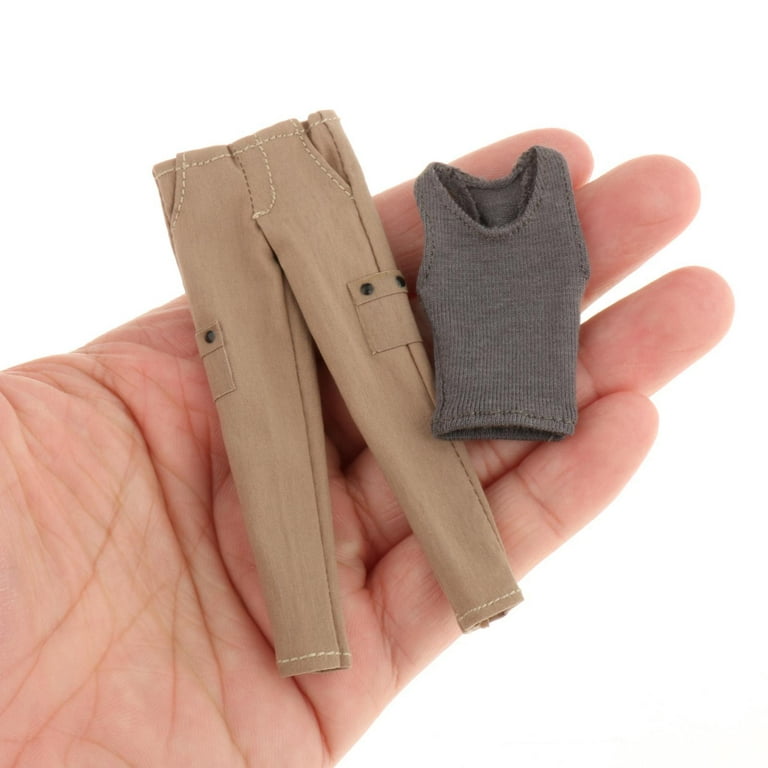 1/12 Female Doll Clothes Miniature Vest and Pants Fashion Handmade for 6''  Action Figures Dolls Dress up, Clothing